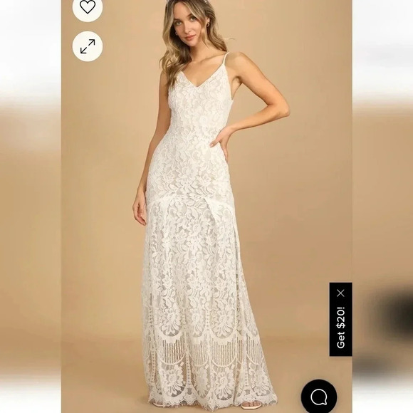 Lulus Dresses & Skirts - Lulus Flynn White Lace Maxi Dress Size Small